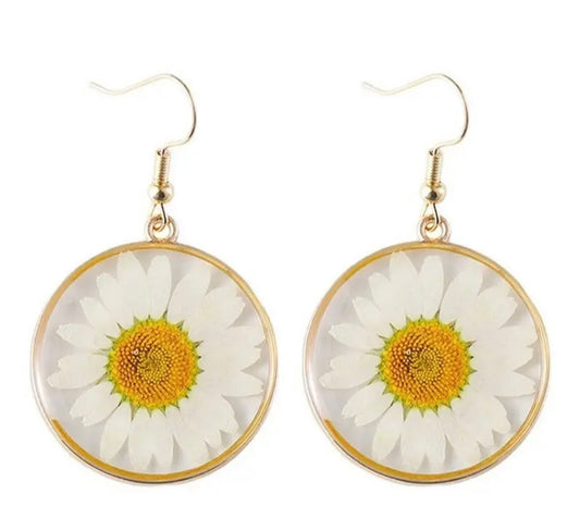 White Chrysanthemum Earrings