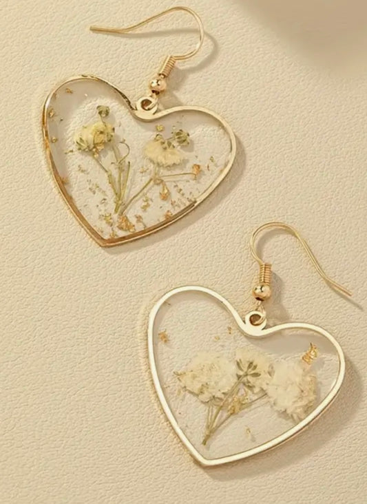 Heart Floral Resin Earrings